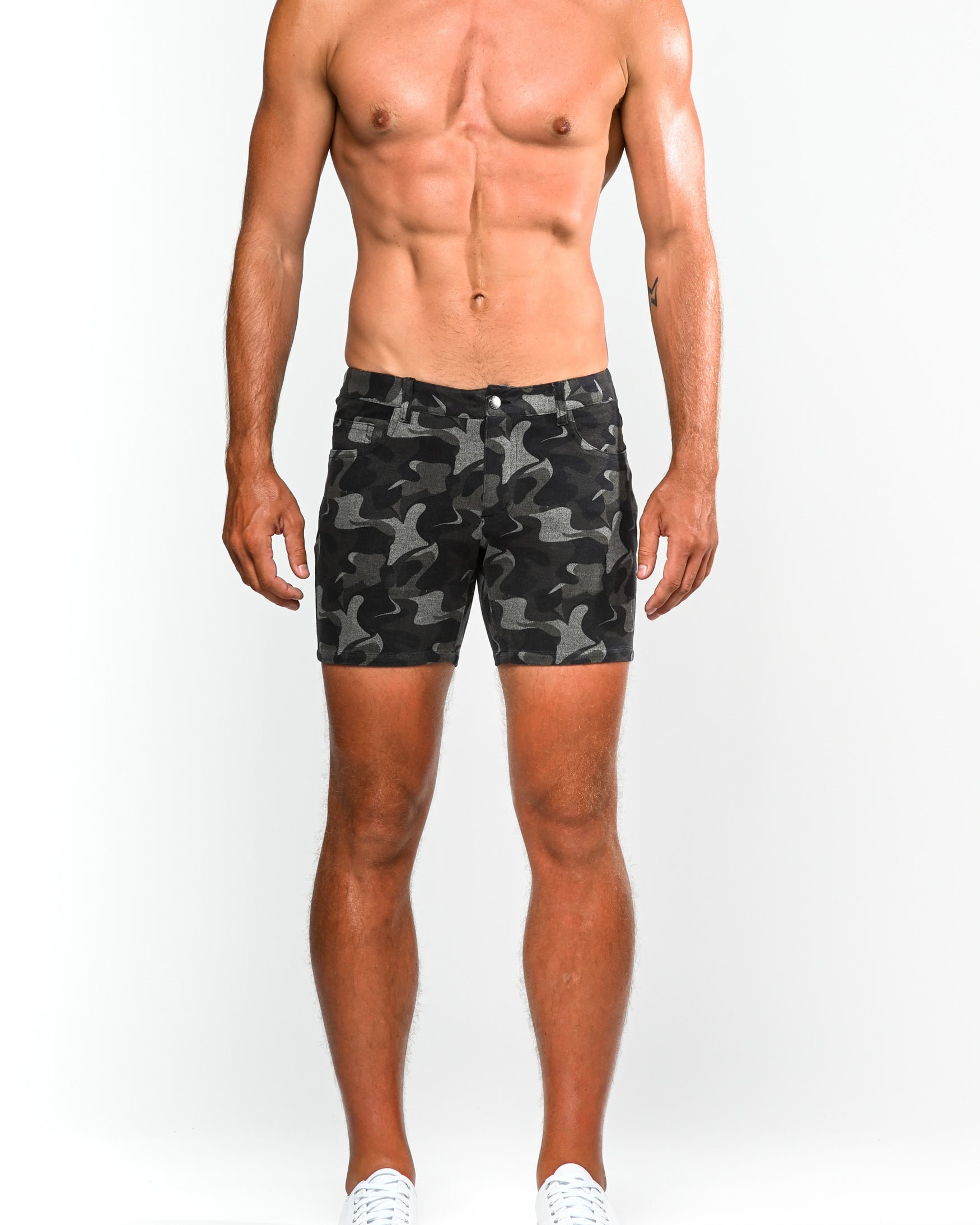 COMBAT GREEN WAVE CAMO 5" PRINTED STRETCH KNIT SHORT ST-1932