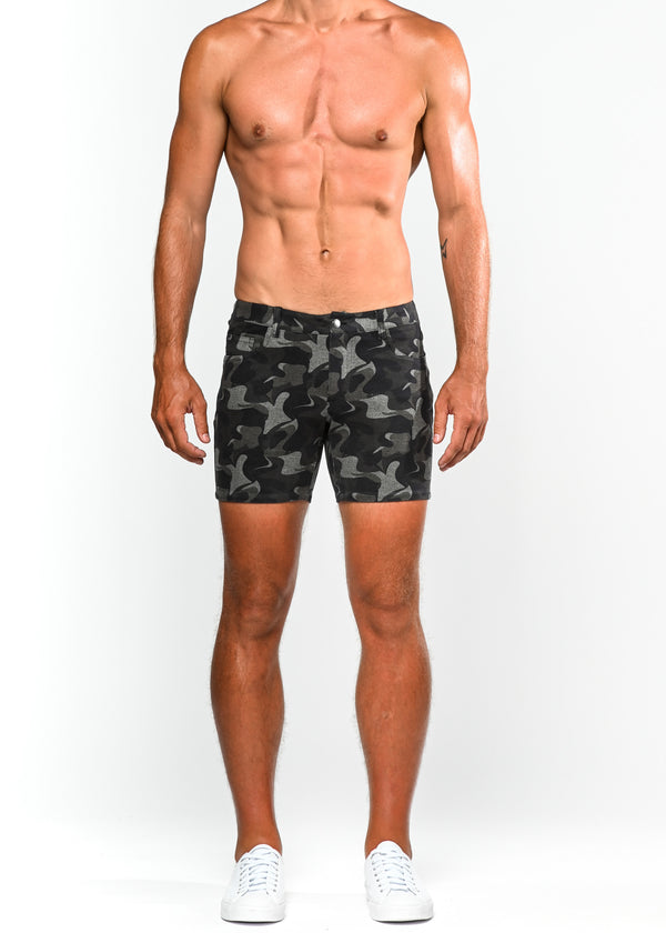 COMBAT GREEN WAVE CAMO 5" PRINTED STRETCH KNIT SHORT ST-1932