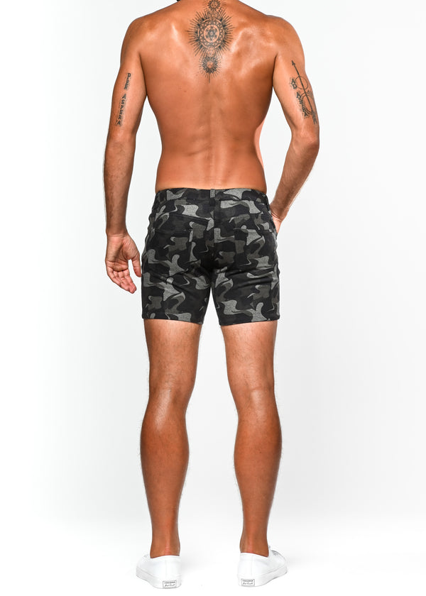 COMBAT GREEN WAVE CAMO 5" PRINTED STRETCH KNIT SHORT ST-1932