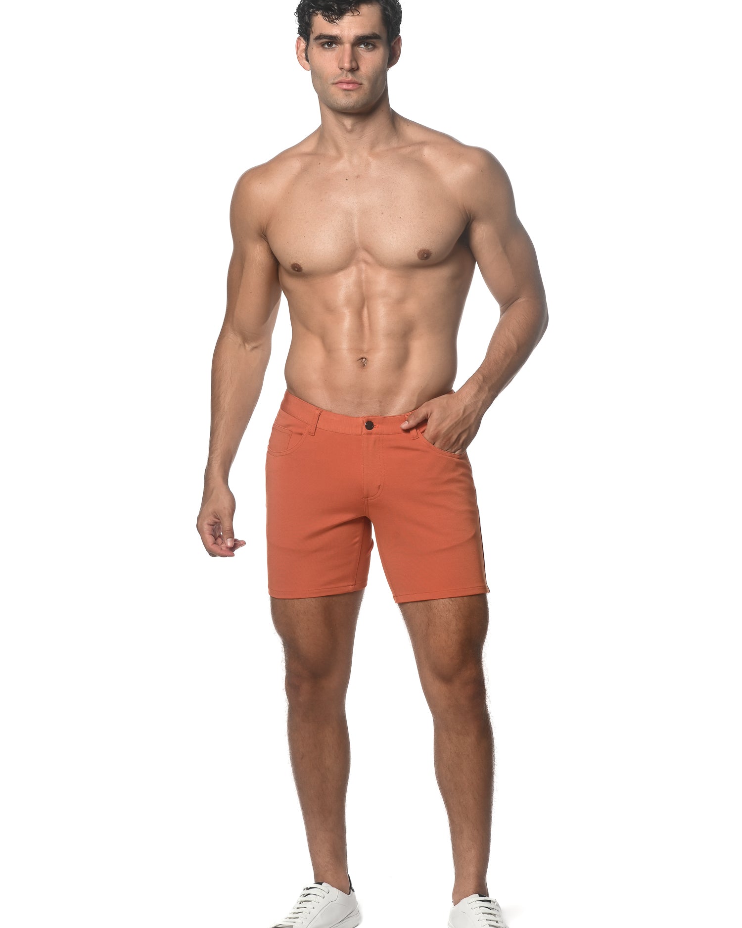FLAME 5" INSEAM STRETCH KNIT JEANS SHORTS ST-1932