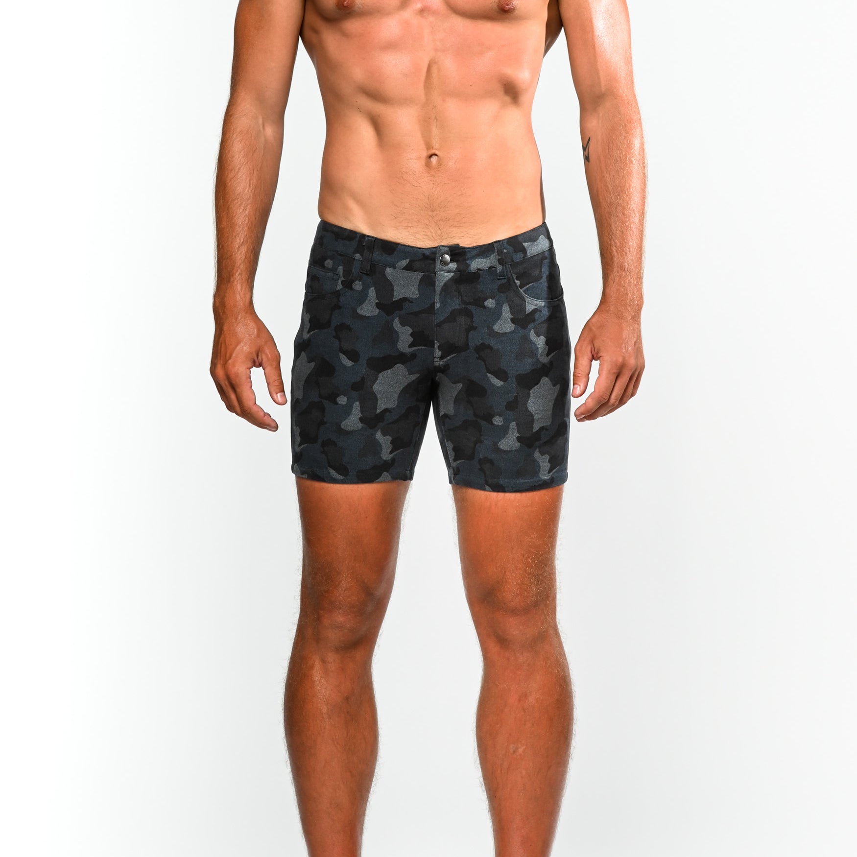 GRANITE/BLUE CAMO 5" PRINTED STRETCH KNIT SHORT  ST-1932