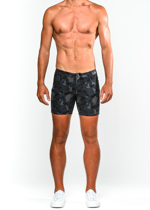 GRANITE/BLUE CAMO 5" PRINTED STRETCH KNIT SHORT  ST-1932