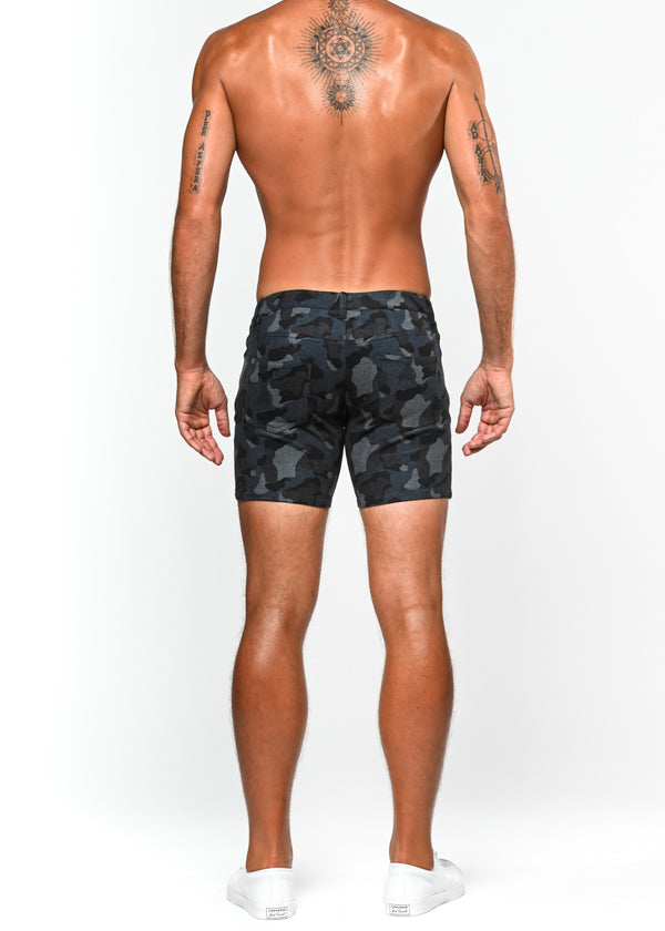 GRANITE/BLUE CAMO 5" PRINTED STRETCH KNIT SHORT  ST-1932