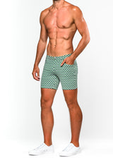 GREEN/NAVY ARROWHEADS 5" JACQUARD KNIT STRETCH SHORT ST-1932-Final Sale