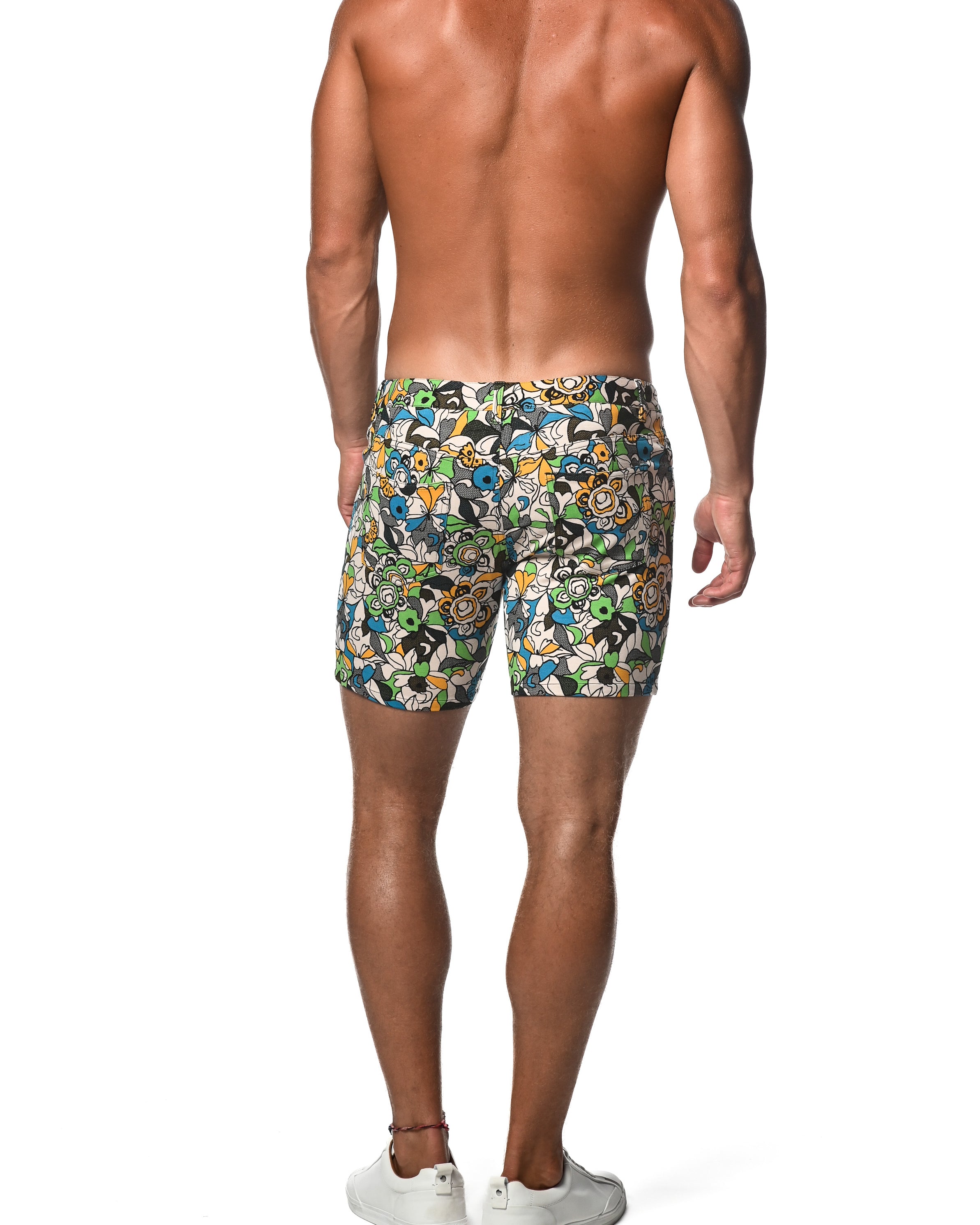 BLUE/GREEN FLEUR 5" INSEAM KNIT SHORTS  ST-1932-LX Final Sale