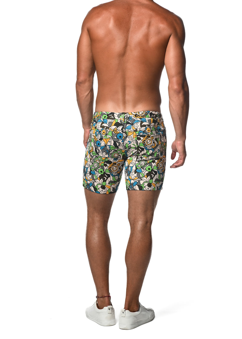 BLUE/GREEN FLEUR 5" INSEAM KNIT SHORTS  ST-1932-LX