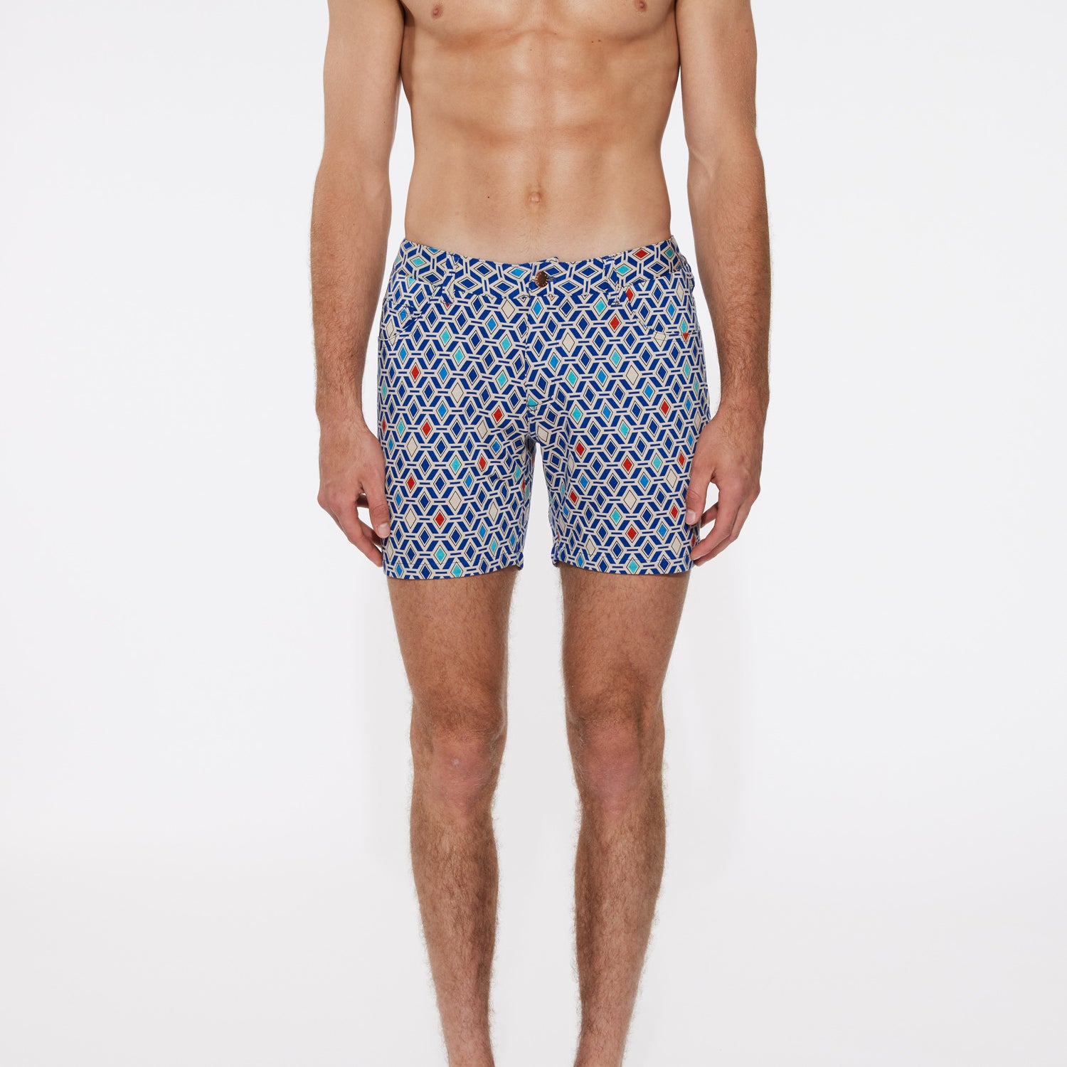 BLUE/OCEAN DIAMONDS PRINTED 5" INSEAM KNIT STRETCH SHORTS ST-1932-LX Final Sale