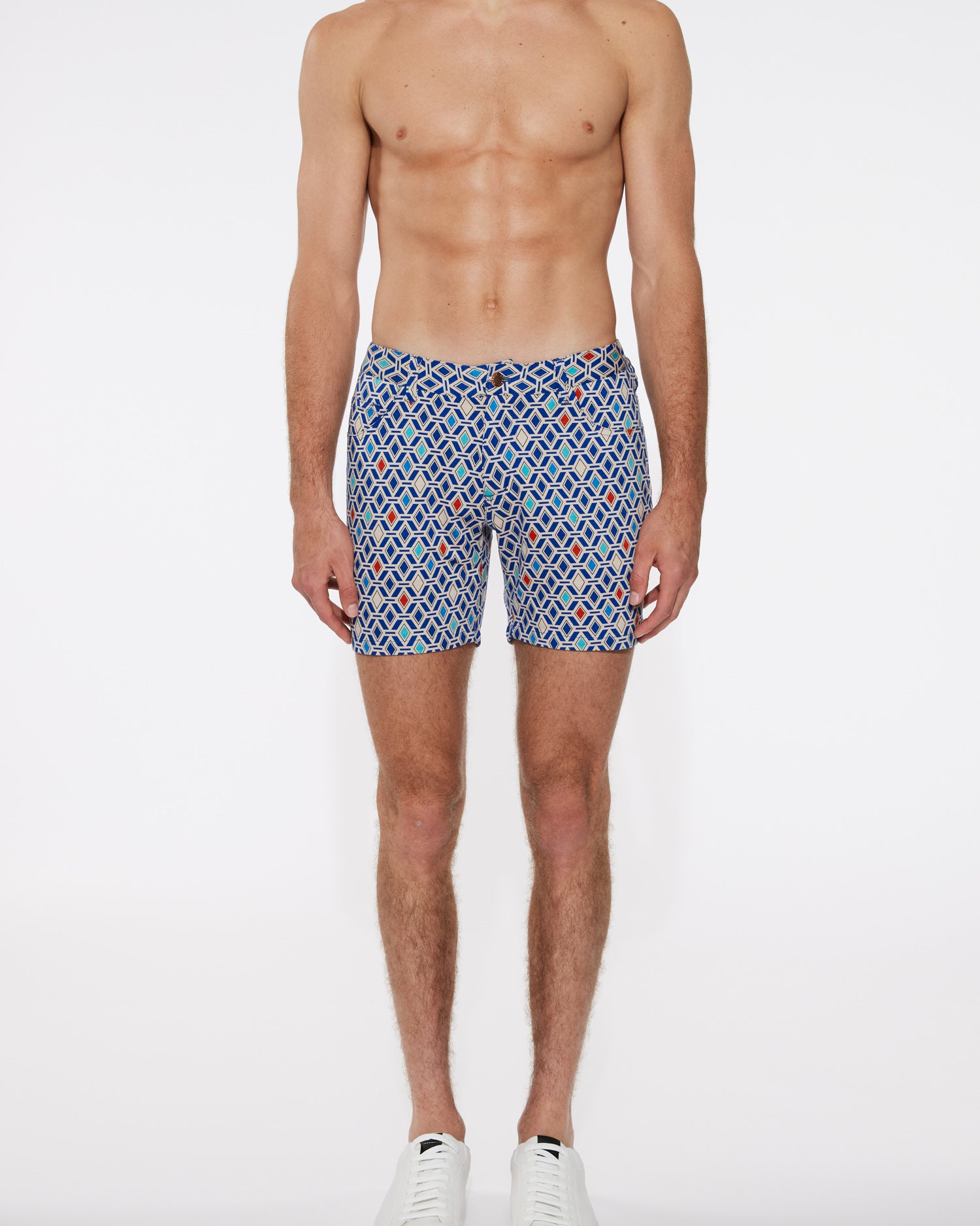 BLUE/OCEAN DIAMONDS PRINTED 5" INSEAM KNIT STRETCH SHORTS ST-1932-LX Final Sale