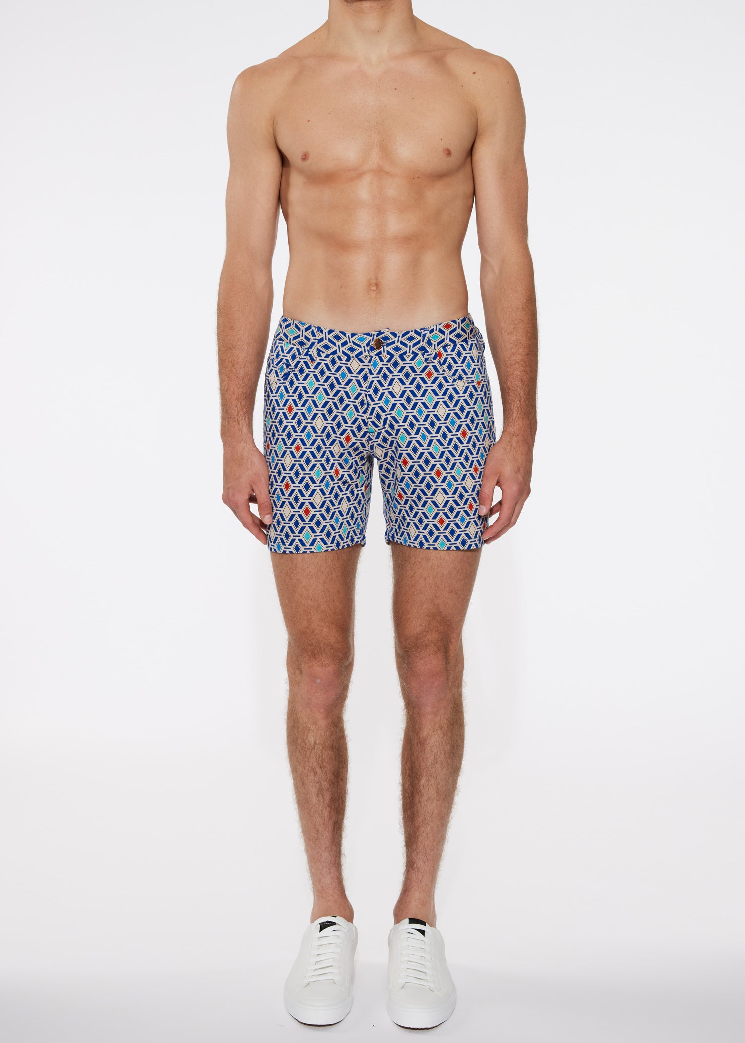 BLUE/OCEAN DIAMONDS PRINTED 5" INSEAM KNIT STRETCH SHORTS ST-1932-LX Final Sale