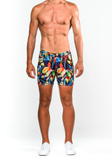 RAINBOW BRUSH ABSTRACT PRINTED 5" INSEAM KNIT STRETCH SHORTS ST-1932-LX