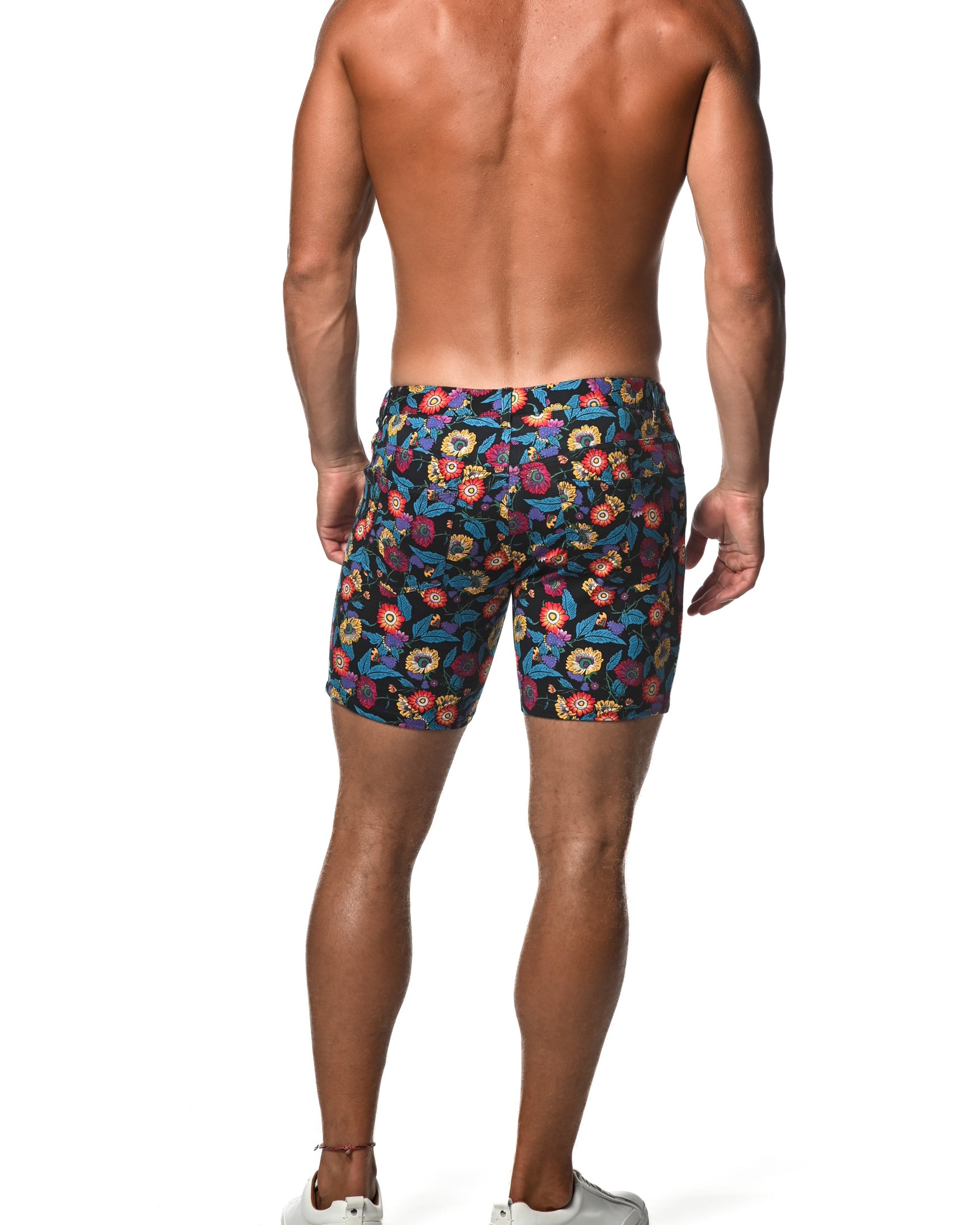 SAPPHIRE/GOLD FLORAL 5" INSEAM KNIT SHORTS  ST-1932-LX Final Sale