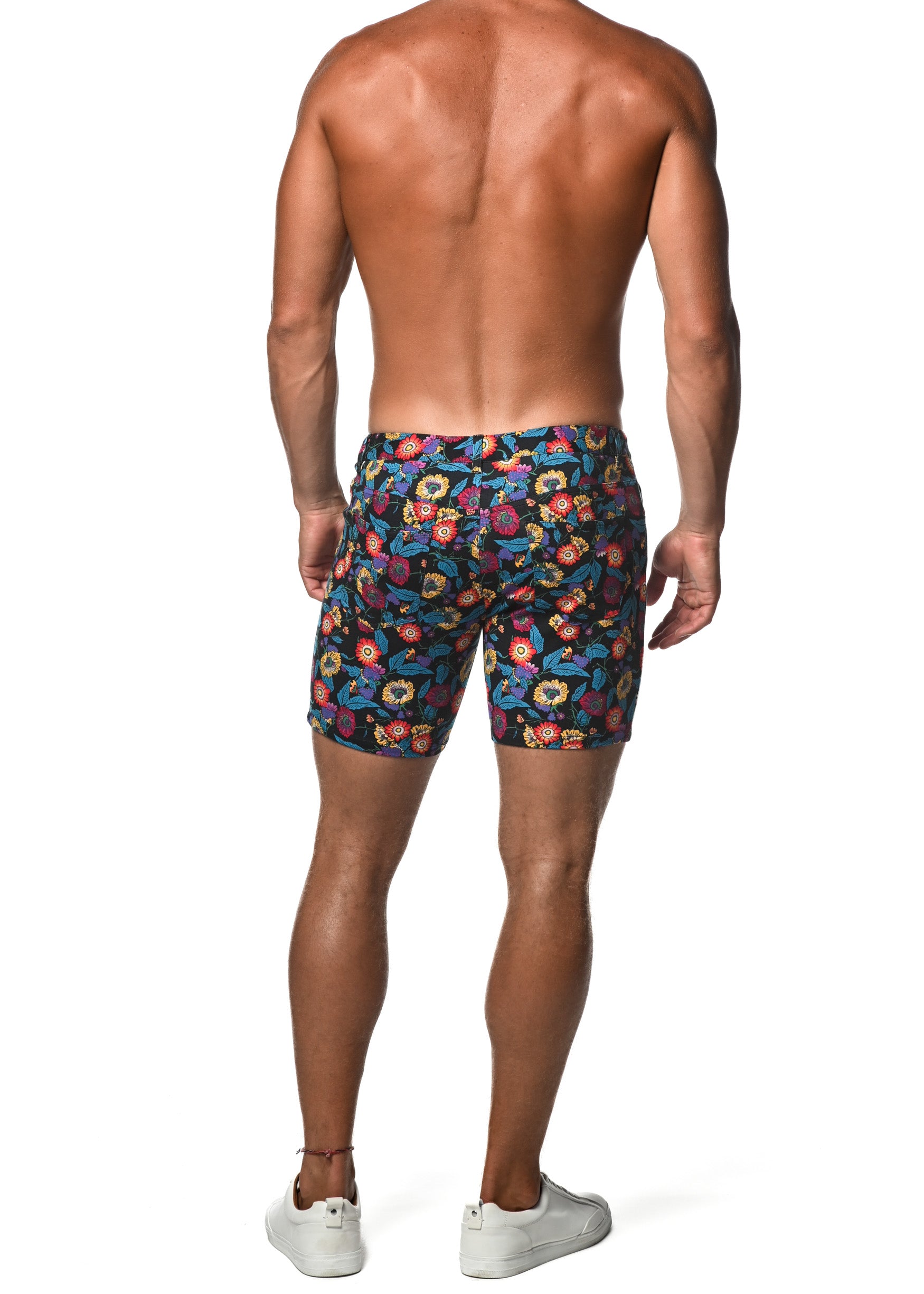 SAPPHIRE/GOLD FLORAL 5" INSEAM KNIT SHORTS  ST-1932-LX Final Sale