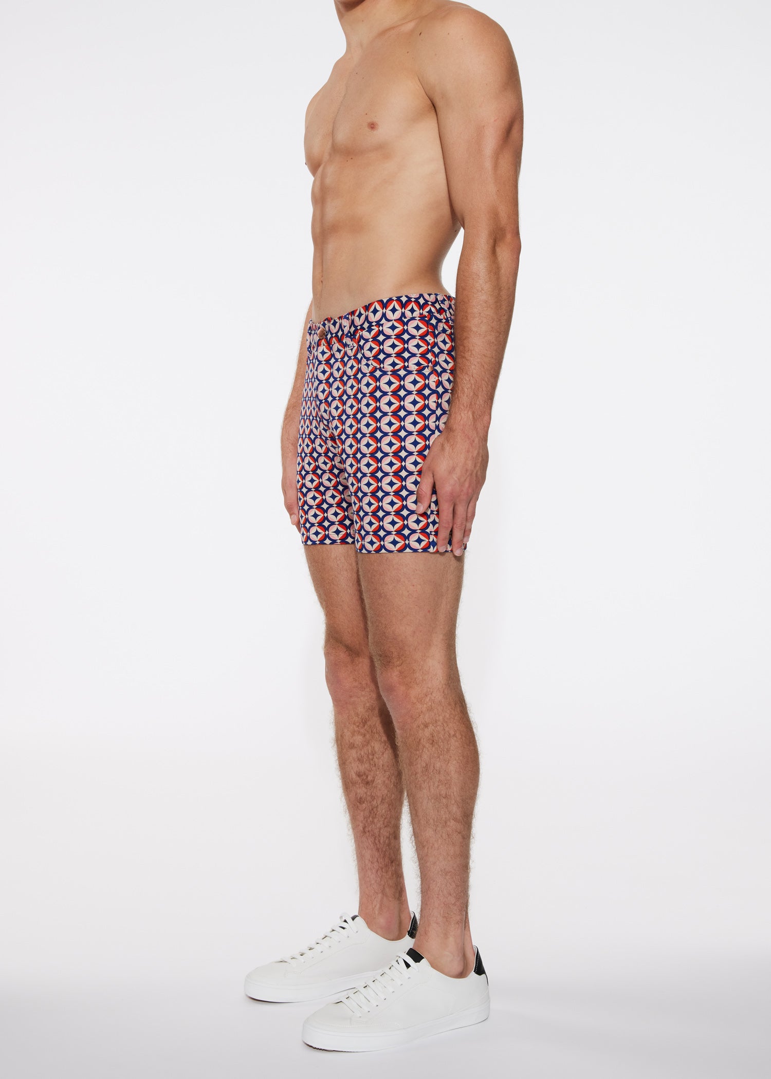 SIENNA/NAVY MOSAIC STARS PRINTED KNIT 5" STRETCH SHORTS ST-1932-LX- Final Sale