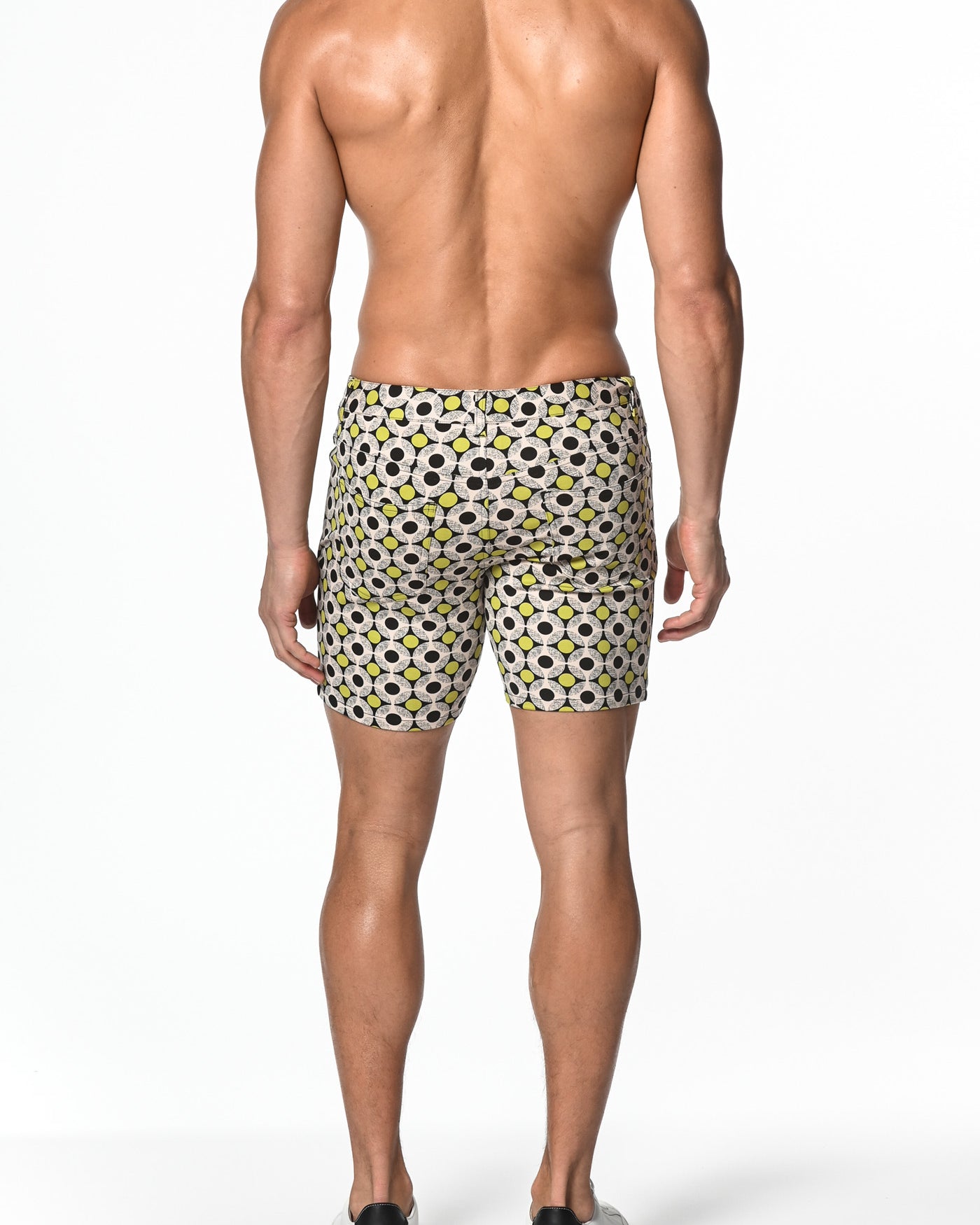 BLACK/CITRUS DOT MATRIX 5" INSEAM KNIT STETCH JEANS SHORT ST-1932-LX- Final Sale