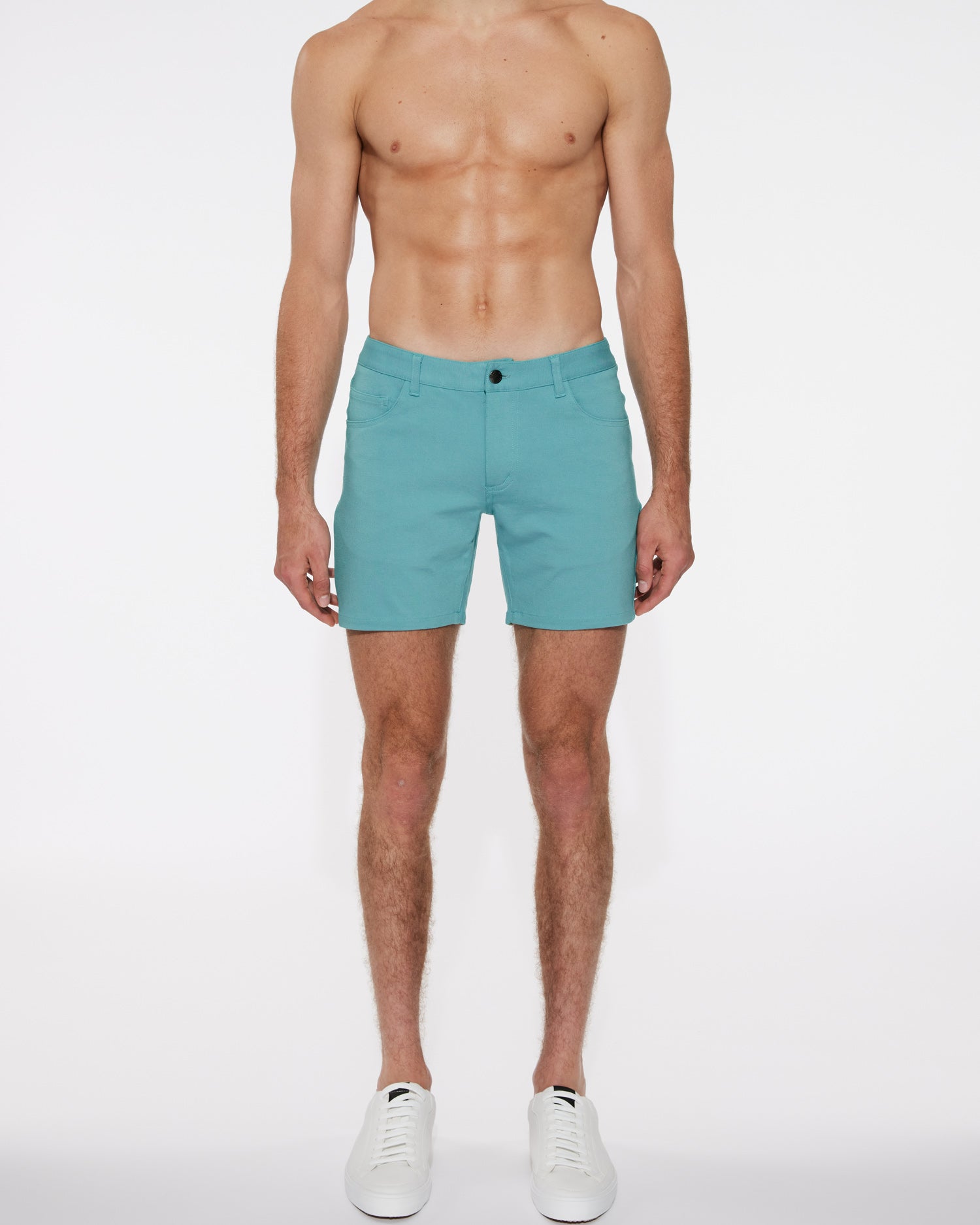 NILE TEAL 5" INSEAM STRETCH KNIT JEANS SHORTS ST-1932