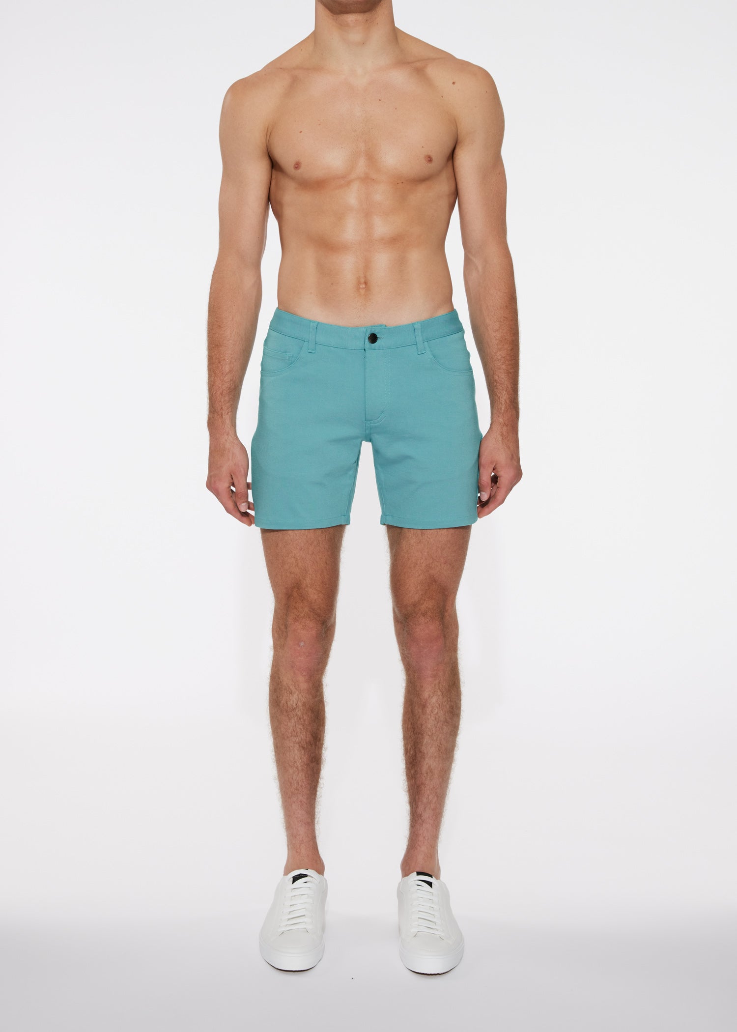 NILE TEAL 5" INSEAM STRETCH KNIT JEANS SHORTS ST-1932