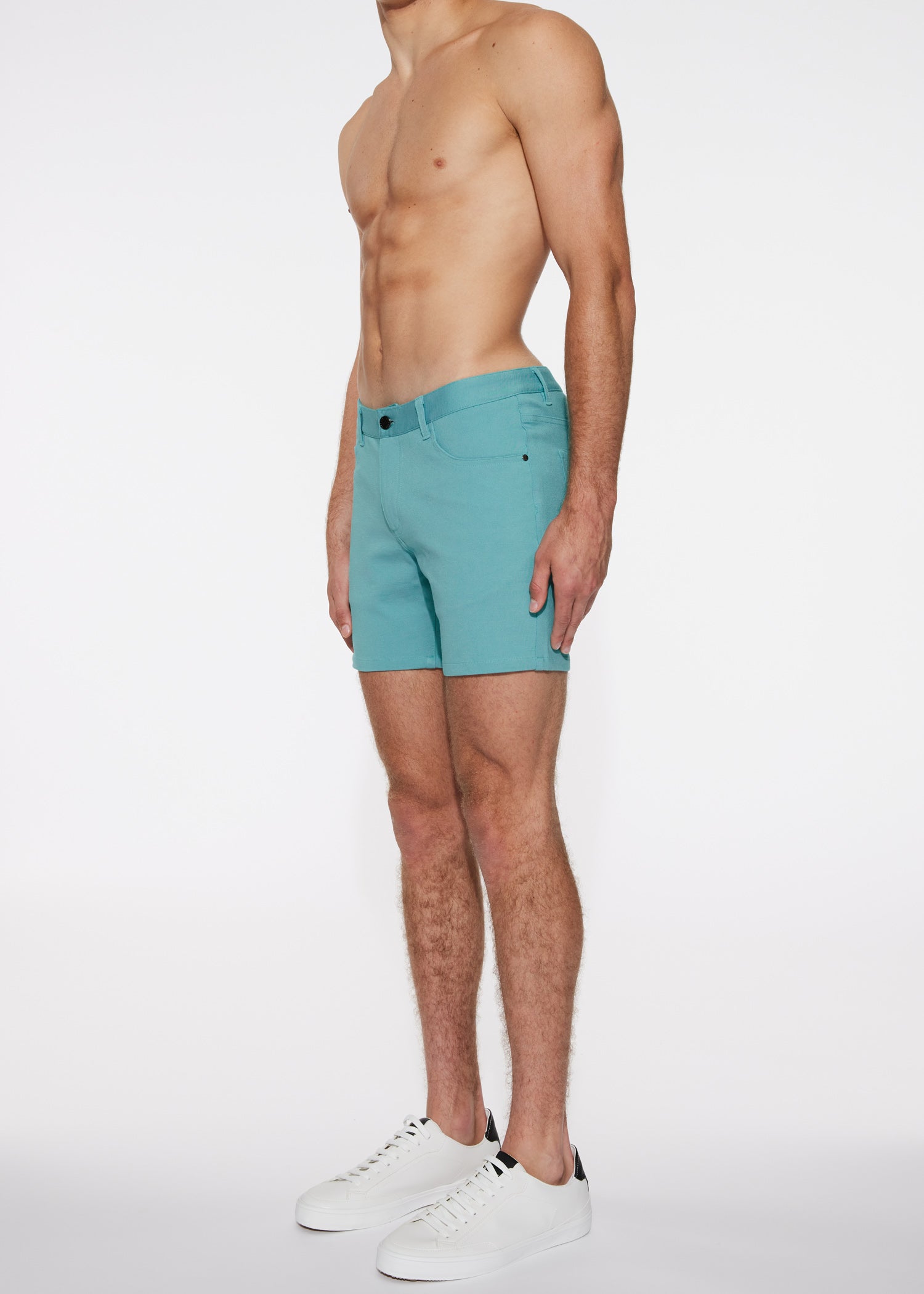 NILE TEAL 5" INSEAM STRETCH KNIT JEANS SHORTS ST-1932