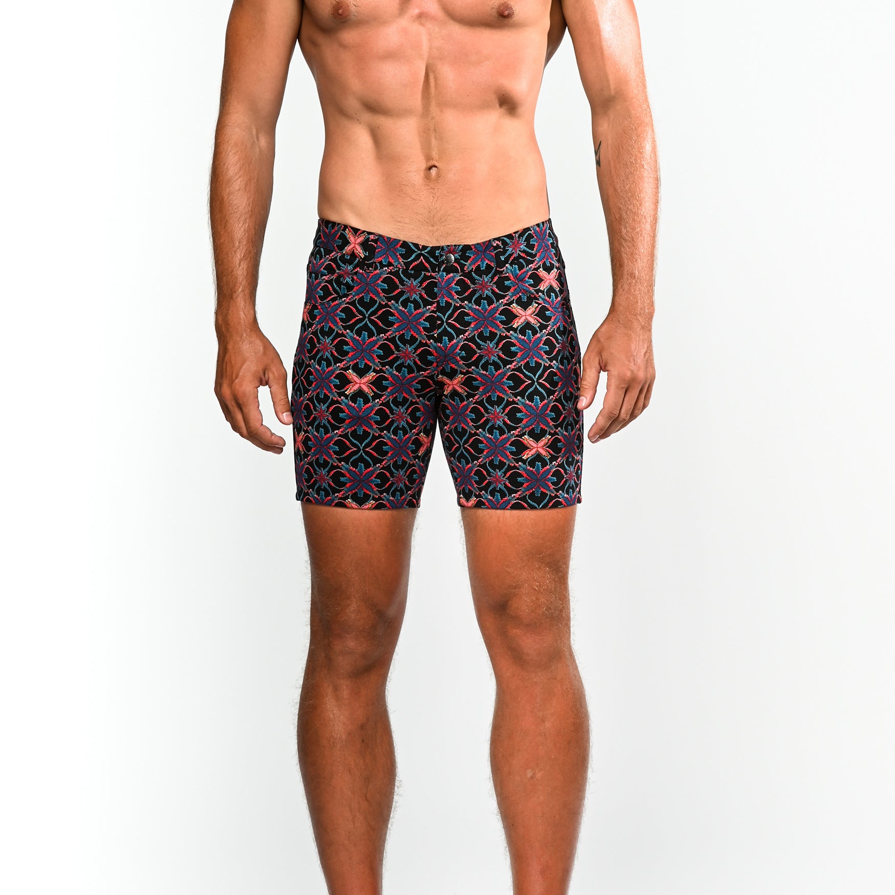 ROYAL/RED FLORAL LINK 5" KNIT STRETCH SHORT ST-1932- Final Sale