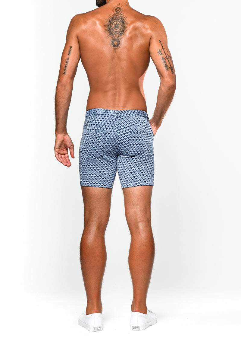 SLATE/NAVY CUBICLES 5" JACQUARD KNIT STRETCH SHORT ST-1932