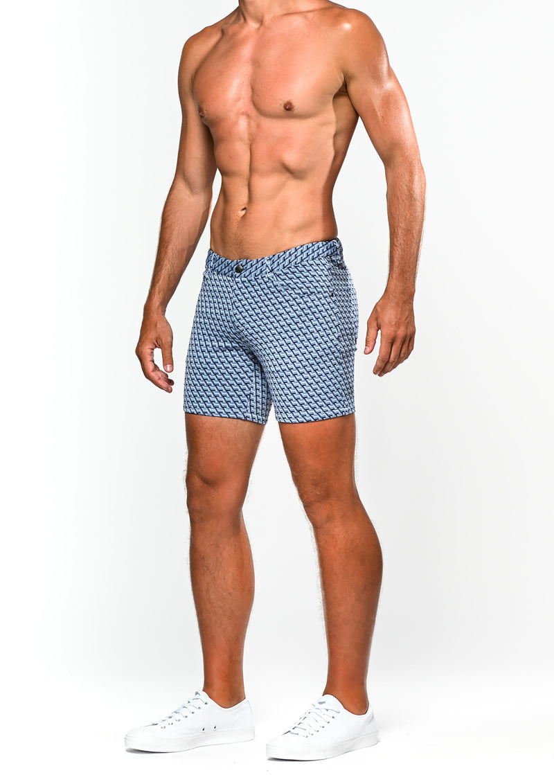 SLATE/NAVY CUBICLES 5" JACQUARD KNIT STRETCH SHORT ST-1932