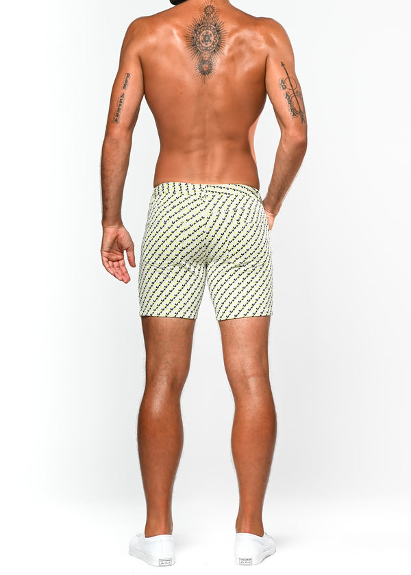 YELLOW/BLACK DIAGONAL 5" JACQUARD KNIT STRETCH SHORT ST-1932- Final Sale