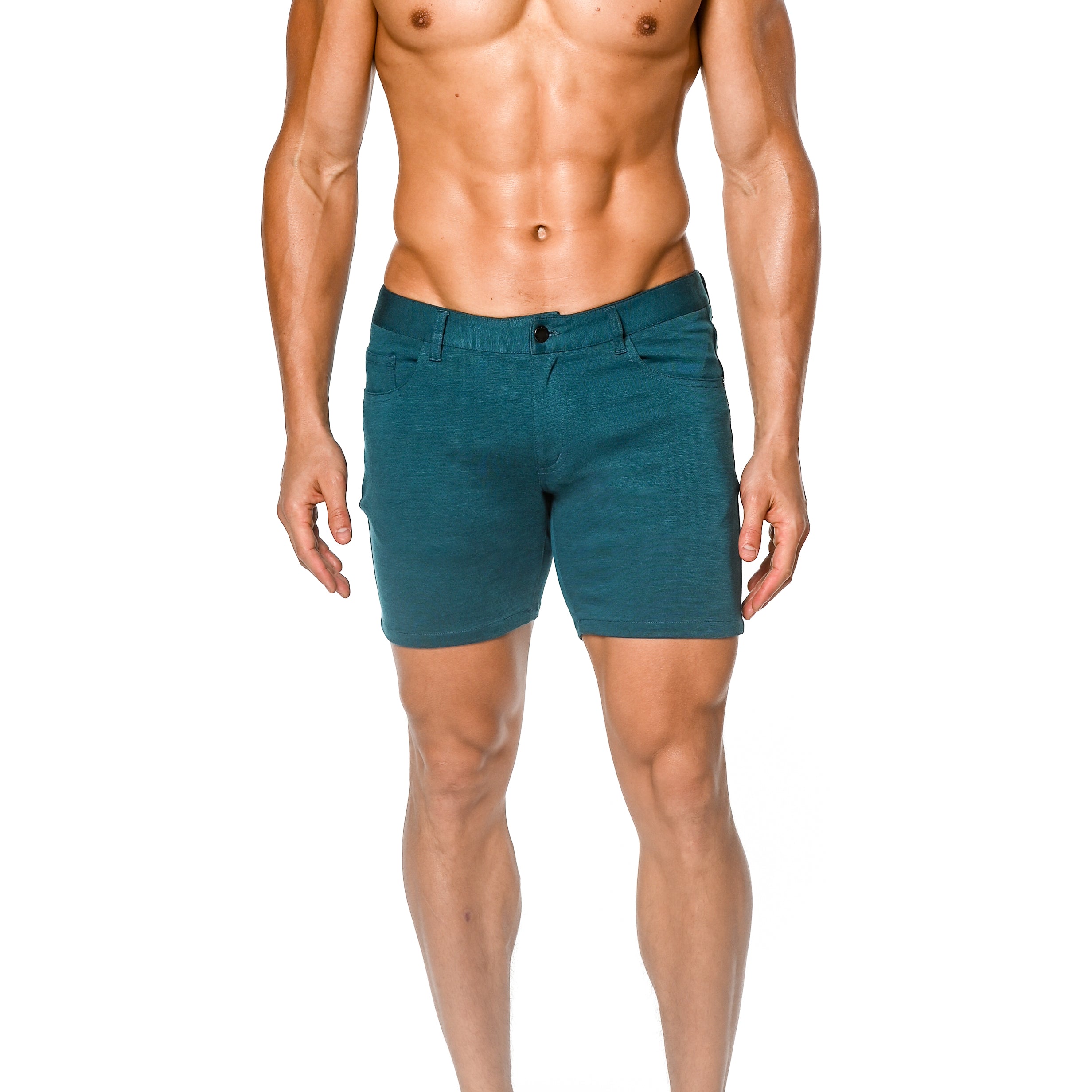 CALYPSO BLUE 5" INSEAM STRETCH KNIT JEANS SHORTS ST-1932