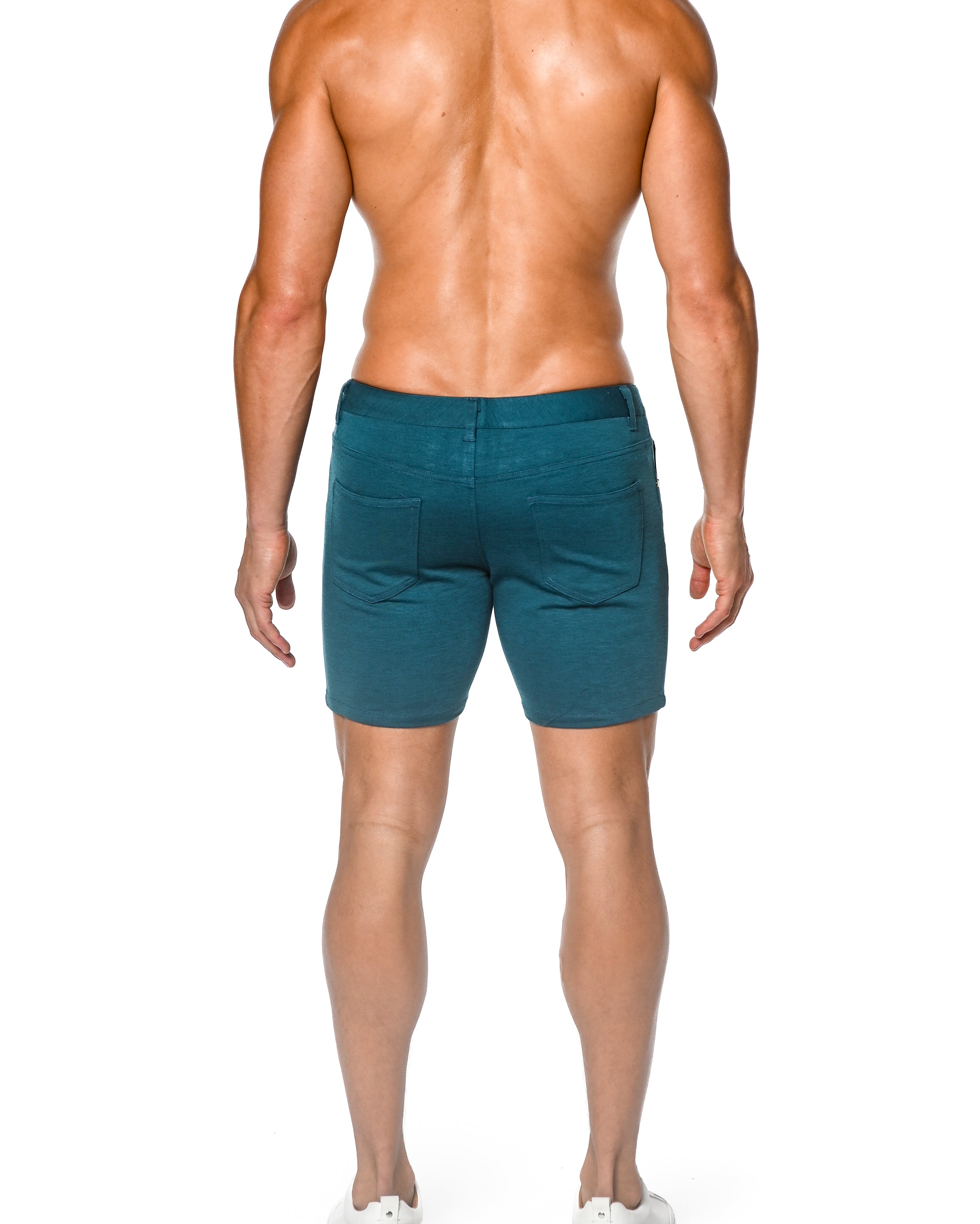 CALYPSO BLUE 5" INSEAM STRETCH KNIT JEANS SHORTS ST-1932