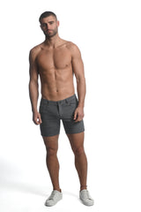 GREY 5" STRETCH KNIT JEANS SHORTS WITH SIDE TAPE ST-1971