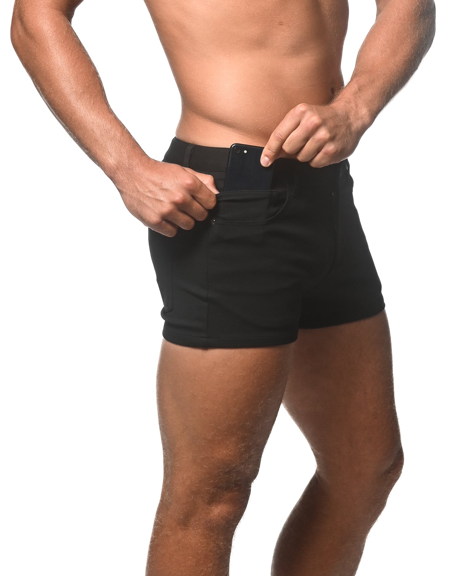 BLACK 3" INSEAM STRETCH KNIT JEANS SHORT ST-1975