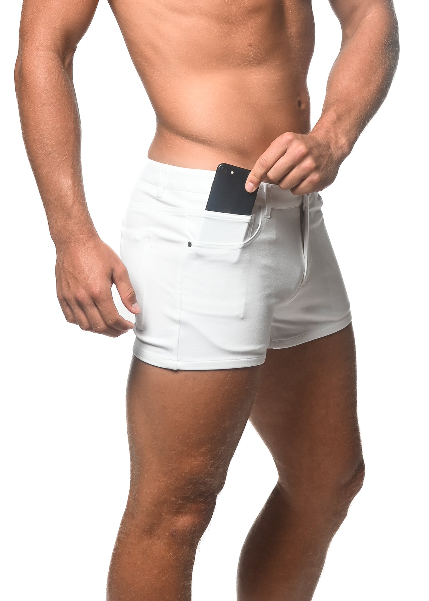 OFF WHITE 3" INSEAM STRETCH KNIT JEANS SHORT ST-1975