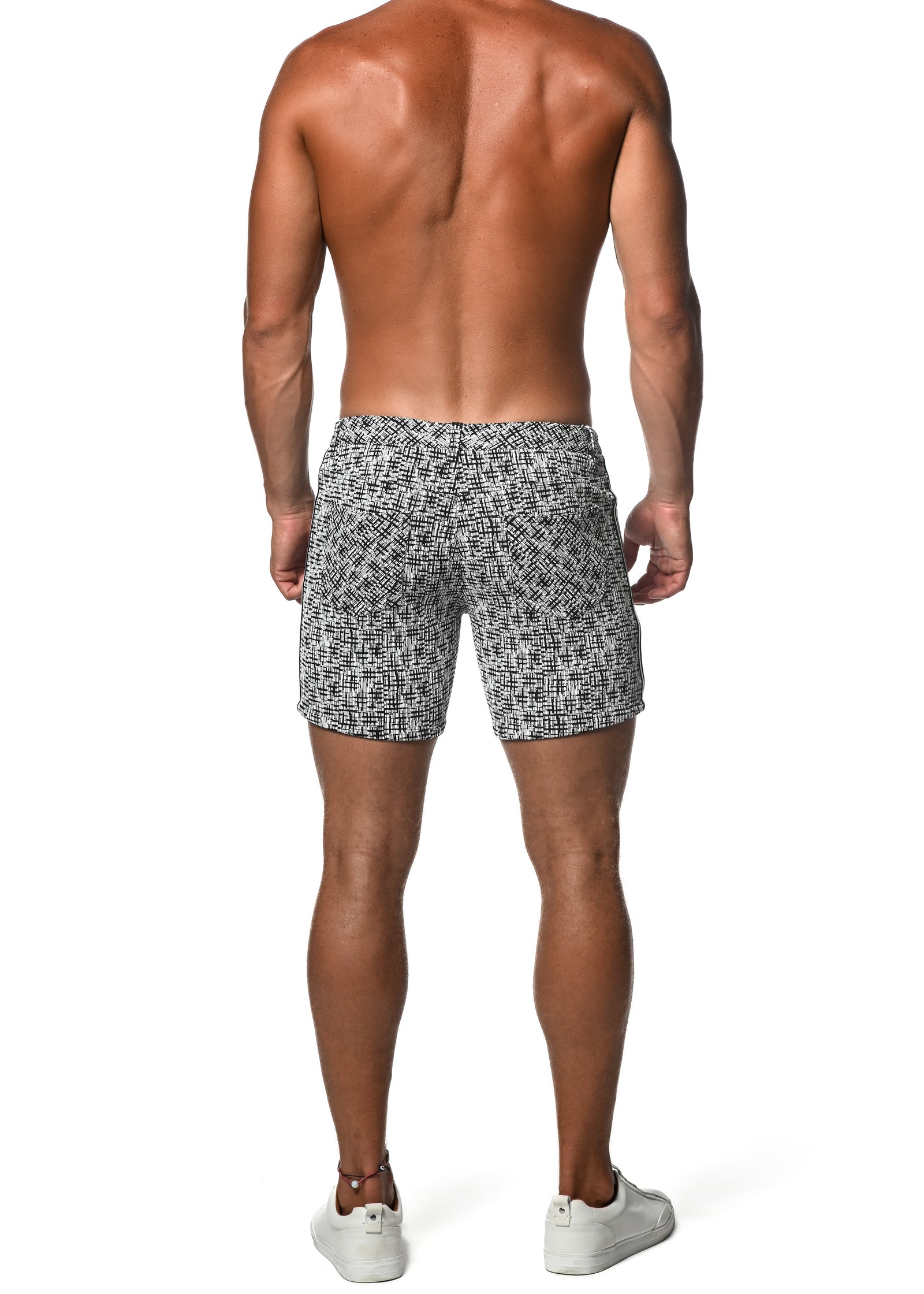 パンツ No.0733 point bermuda banding SHORTS (4color) BLACK/WHITE CRACKLE SIDE TAPE JACQUARD KNIT 5