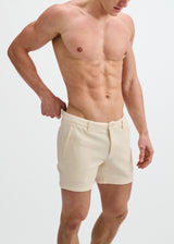 ECRU 5" INSEAM TEXTURED STRETCH KNIT CHINO SHORTS W/ ZIP POCKETS ST-1986-10