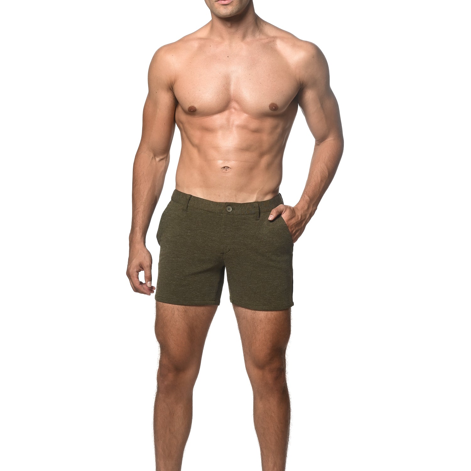 ARMY TEXTURED 5" INSEAM STRETCH KNIT CHINO SHORTS ST-1986