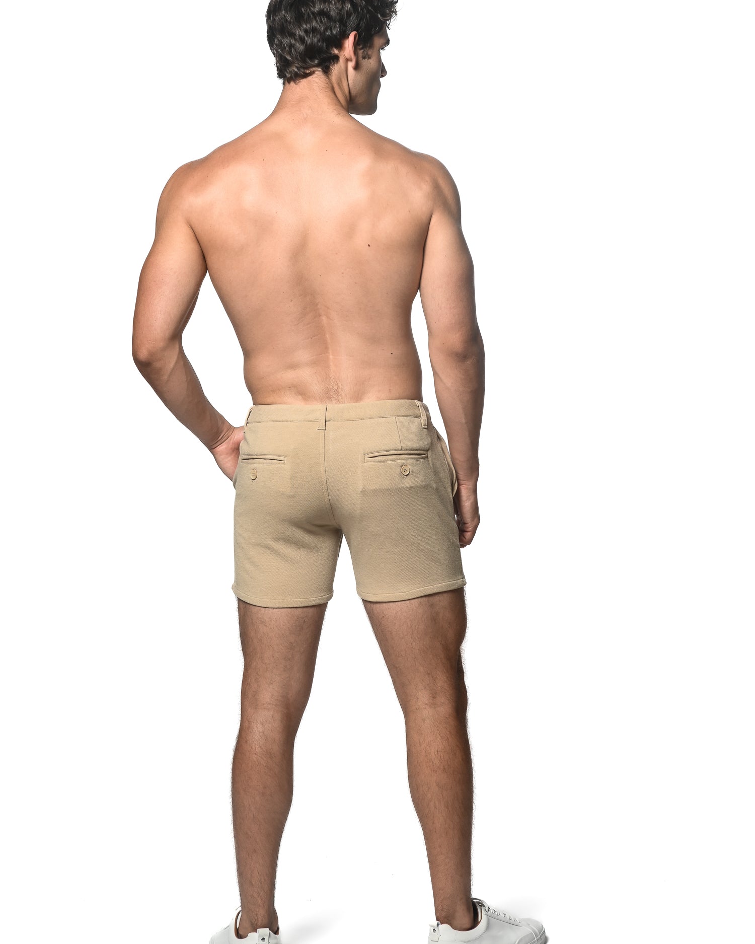 KHAKI TEXTURED 5" INSEAM STRETCH KNIT CHINO SHORTS ST-1986