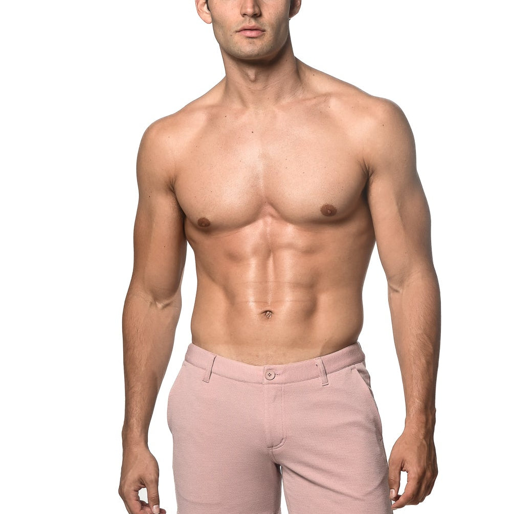 MAUVE TEXTURED 5" INSEAM STRETCH KNIT CHINO SHORTS ST-1986