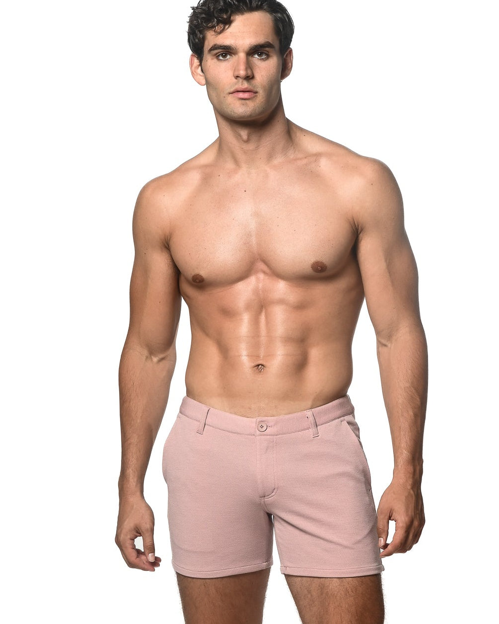 MAUVE TEXTURED 5" INSEAM STRETCH KNIT CHINO SHORTS ST-1986