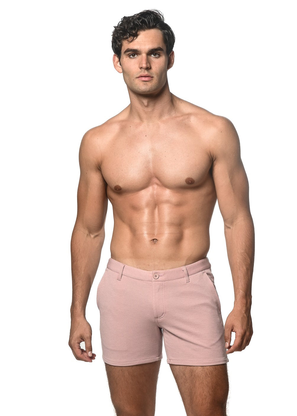 MAUVE TEXTURED 5" INSEAM STRETCH KNIT CHINO SHORTS ST-1986