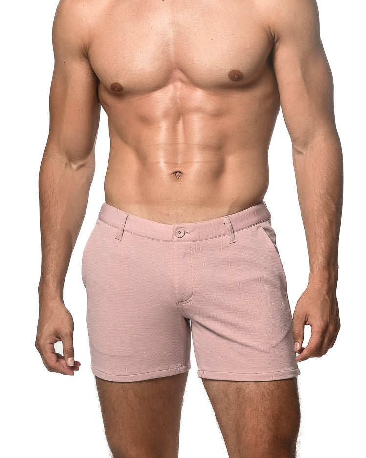 MAUVE TEXTURED 5" INSEAM STRETCH KNIT CHINO SHORTS ST-1986