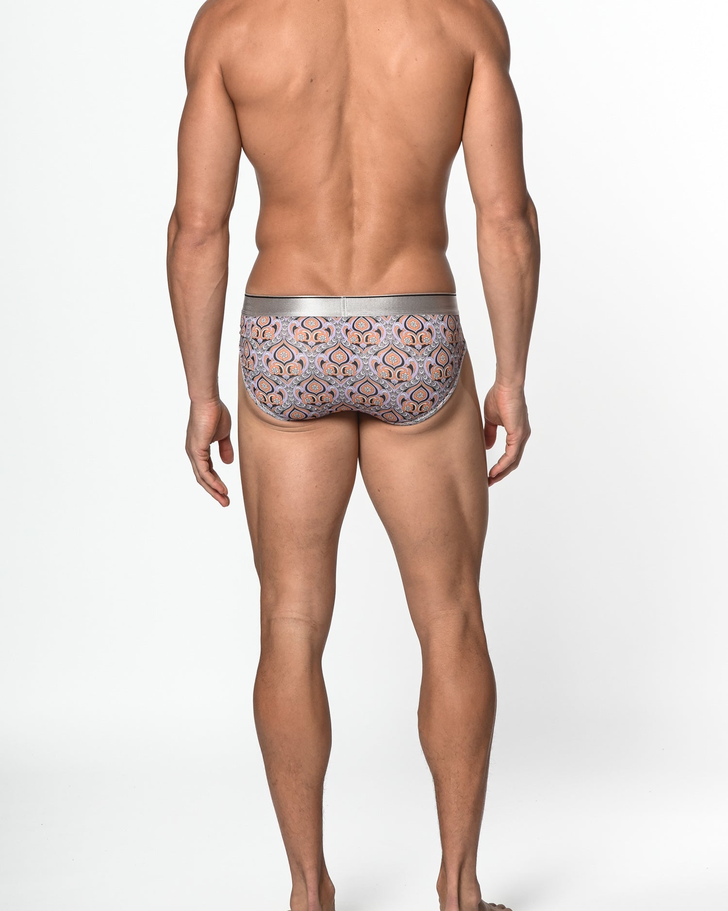 NAVY/AMBER BAROQUE RECYCLED POLYESTER/ELASTANE LOW RISE BRIEF ST-20000