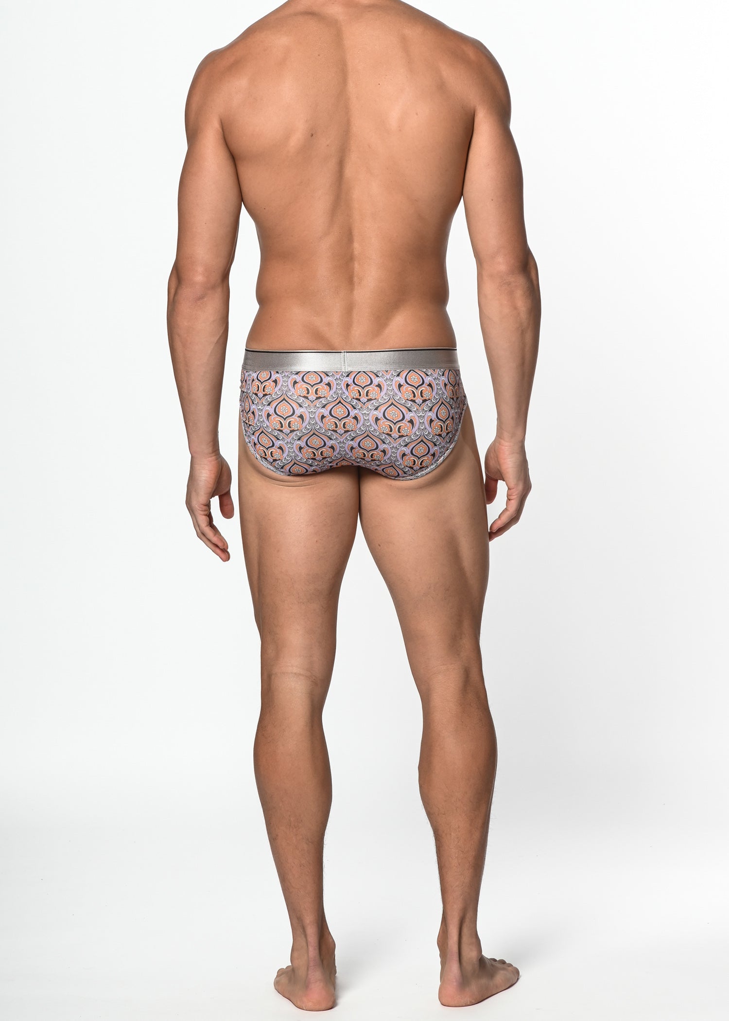 NAVY/AMBER BAROQUE RECYCLED POLYESTER/ELASTANE LOW RISE BRIEF ST-20000