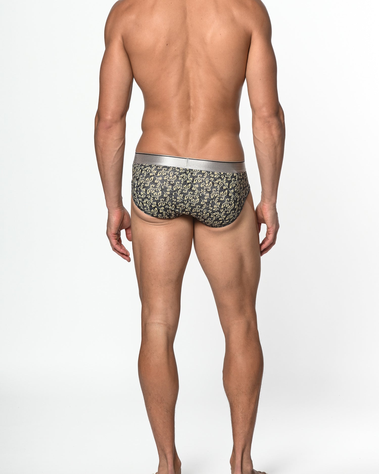 BLACK/YELLOW LEAVES RECYCLED POLYESTER/ELASTANE LOW RISE BRIEF ST-20001