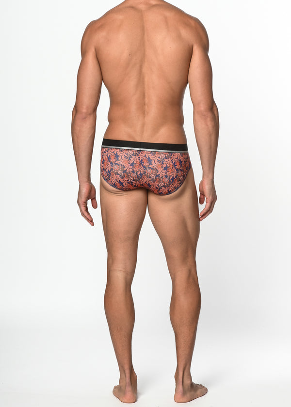 SIENNA/NAVY PAISLEY RECYCLED POLYESTER/ELASTANE LOW RISE BRIEF ST-20004