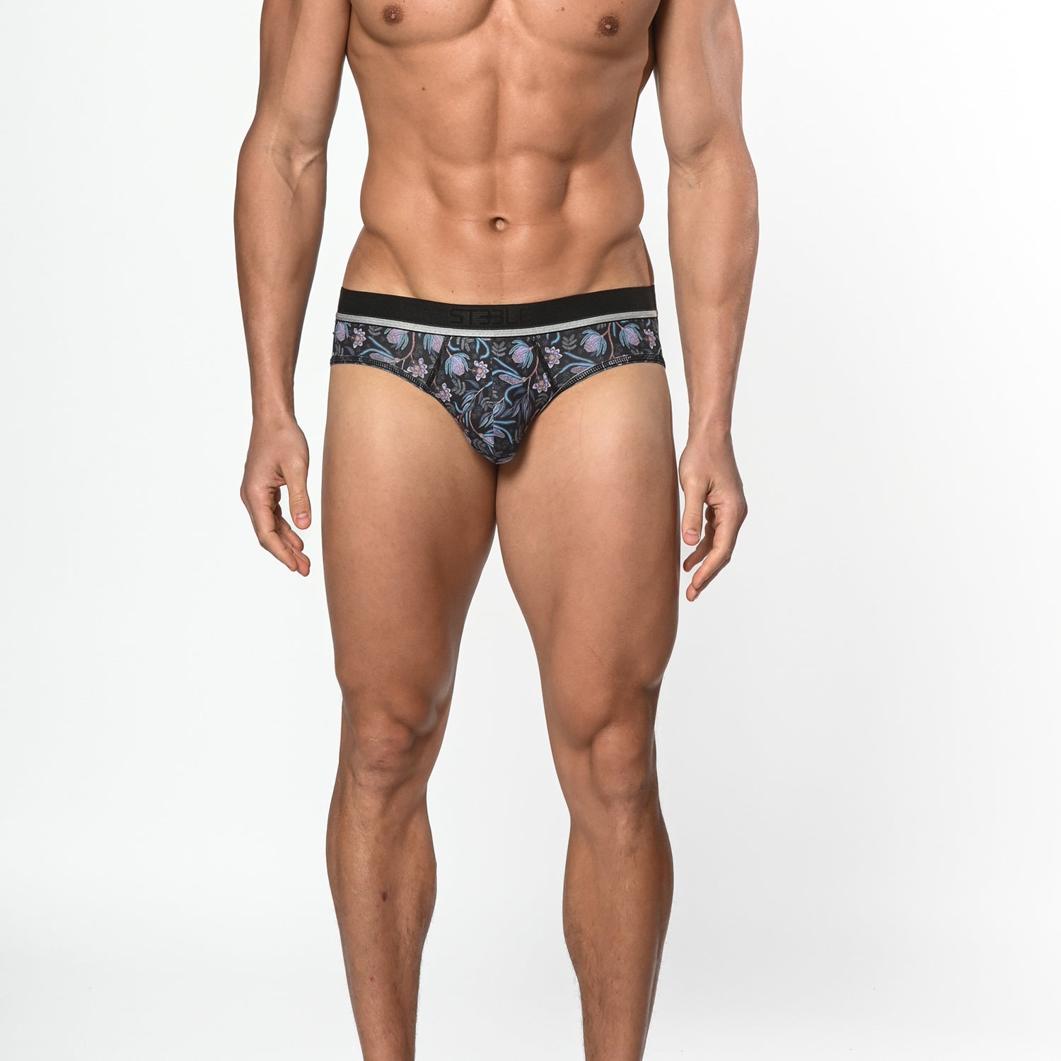 BLACK/AQUA FLEUR RECYCLED POLYESTER/ELASTANE LOW RISE BRIEF ST-20005