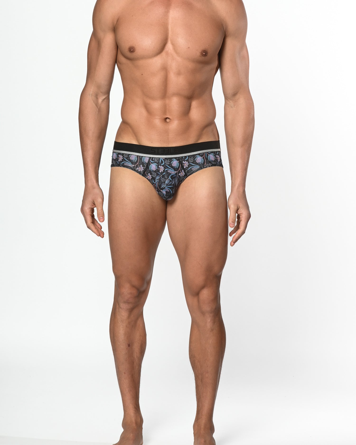 BLACK/AQUA FLEUR RECYCLED POLYESTER/ELASTANE LOW RISE BRIEF ST-20005