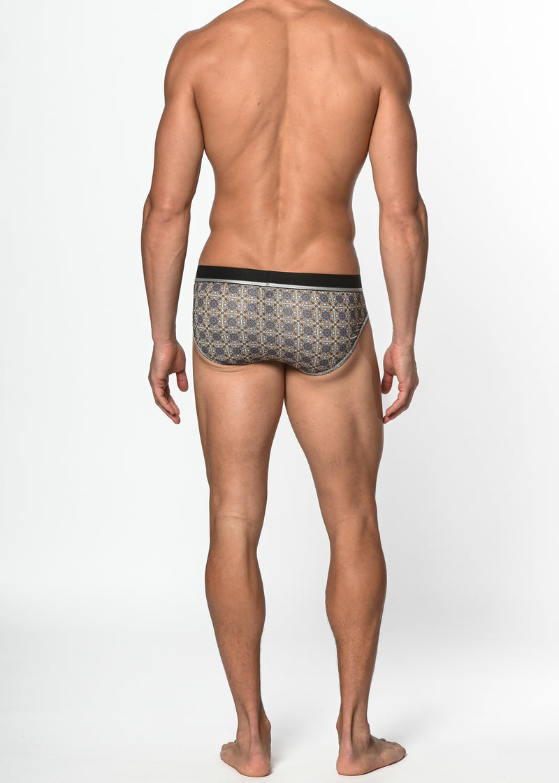 OCHRE MEDALLION RECYCLED POLYESTER/ELASTANE LOW RISE BRIEF ST-20006
