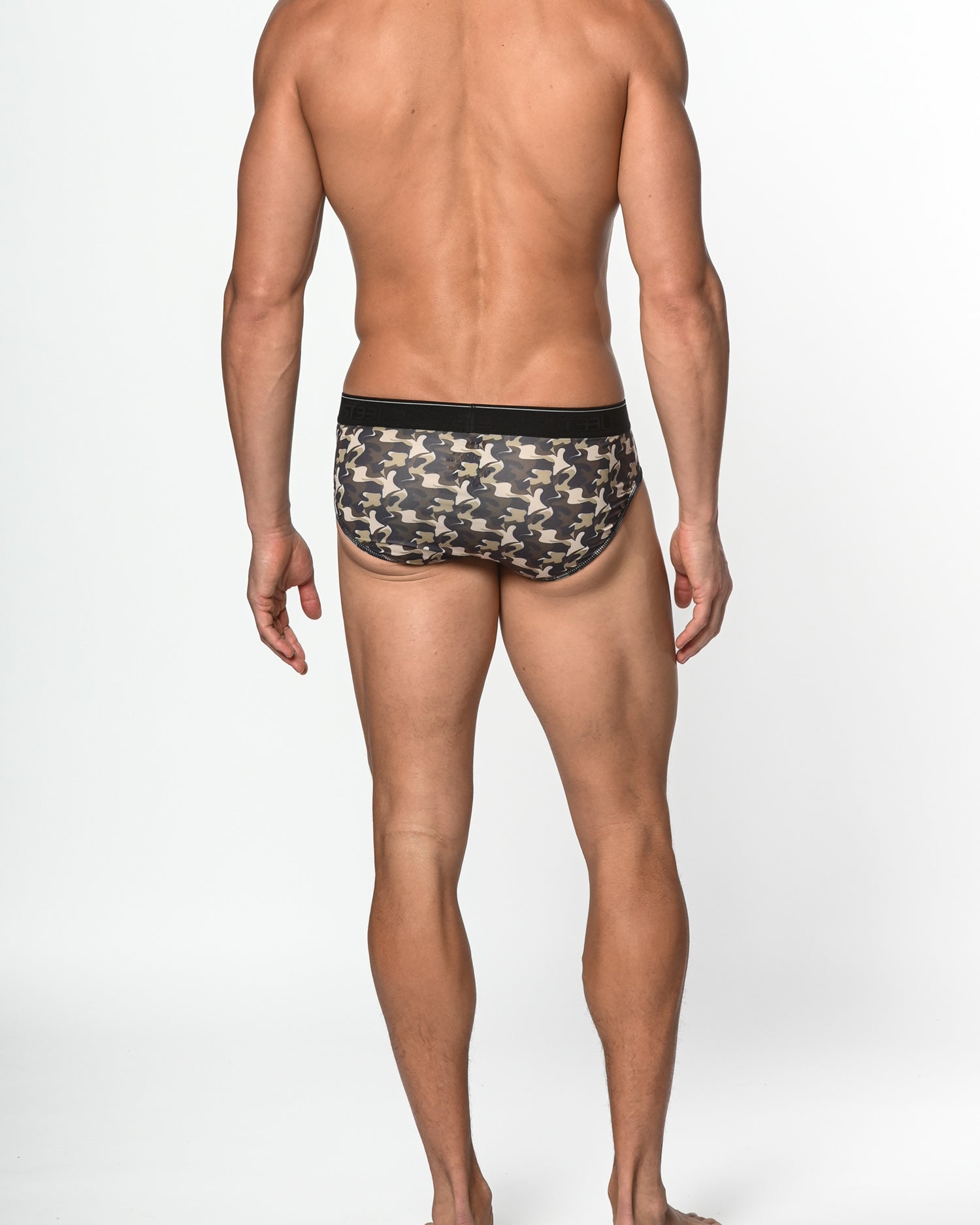 ARMY/SAND CAMO RECYCLED POLYESTER/ELASTANE LOW RISE BRIEF ST-20008