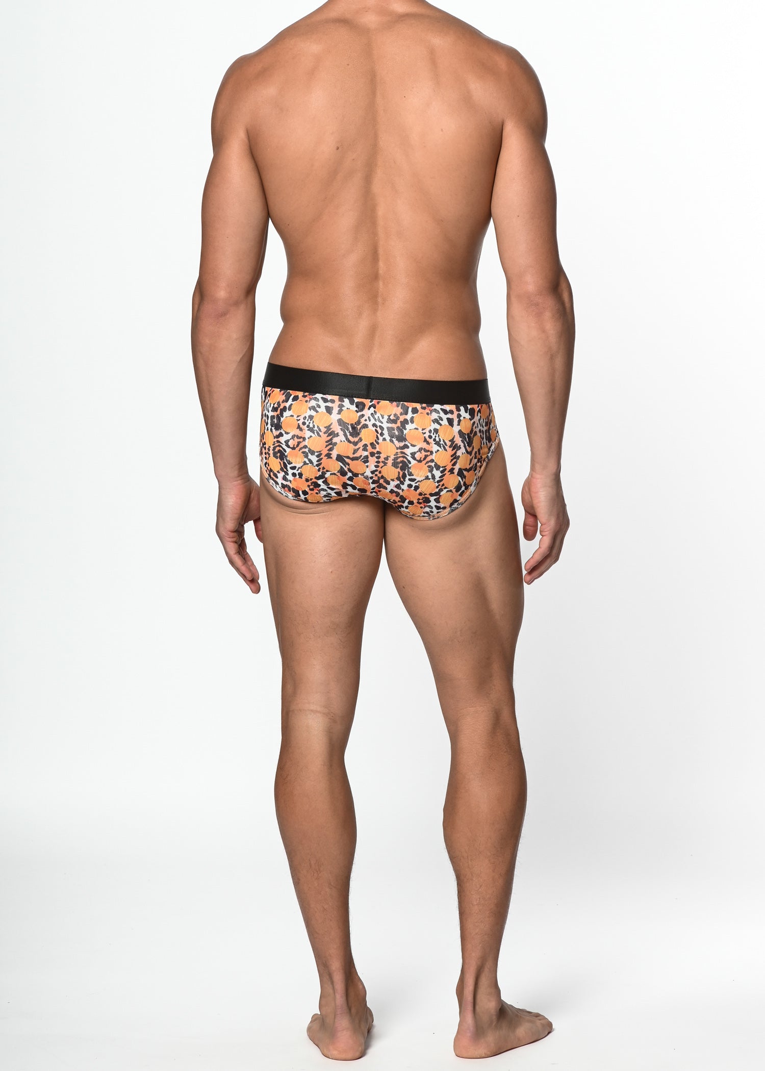 GOLD/BLACK JUNGLE DOTS RECYCLED POLYESTER/ELASTANE LOW RISE BRIEF ST-20011