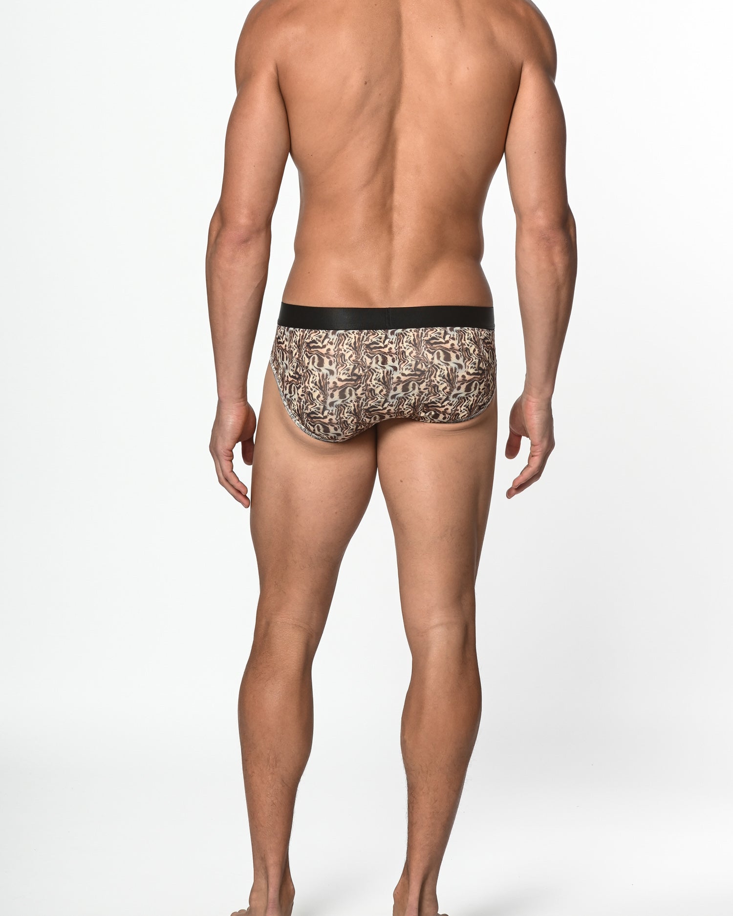 BROWN/KHAKI SAFARI RECYCLED POLYESTER/ELASTANE LOW RISE BRIEF ST-20012