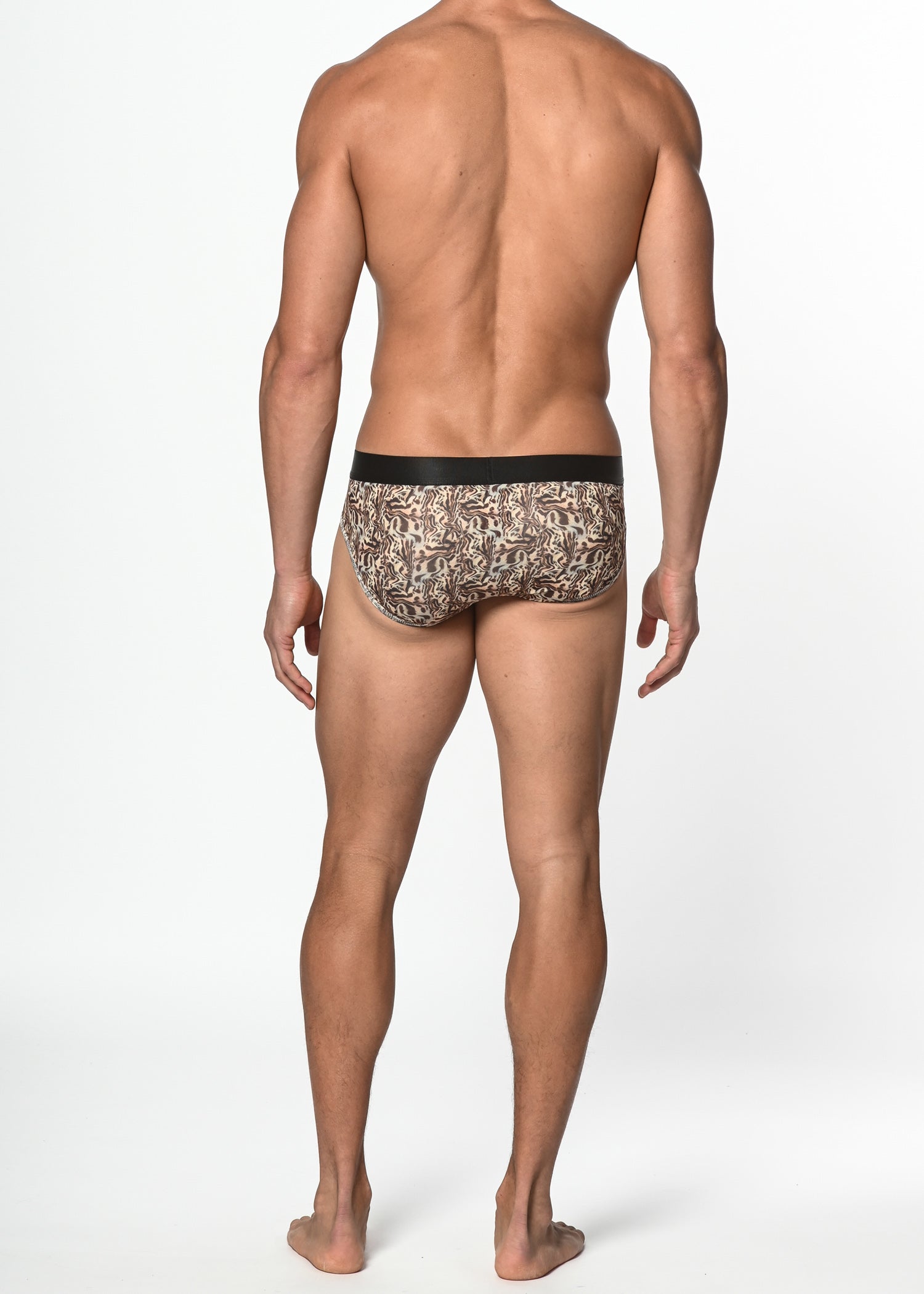 BROWN/KHAKI SAFARI RECYCLED POLYESTER/ELASTANE LOW RISE BRIEF ST-20012