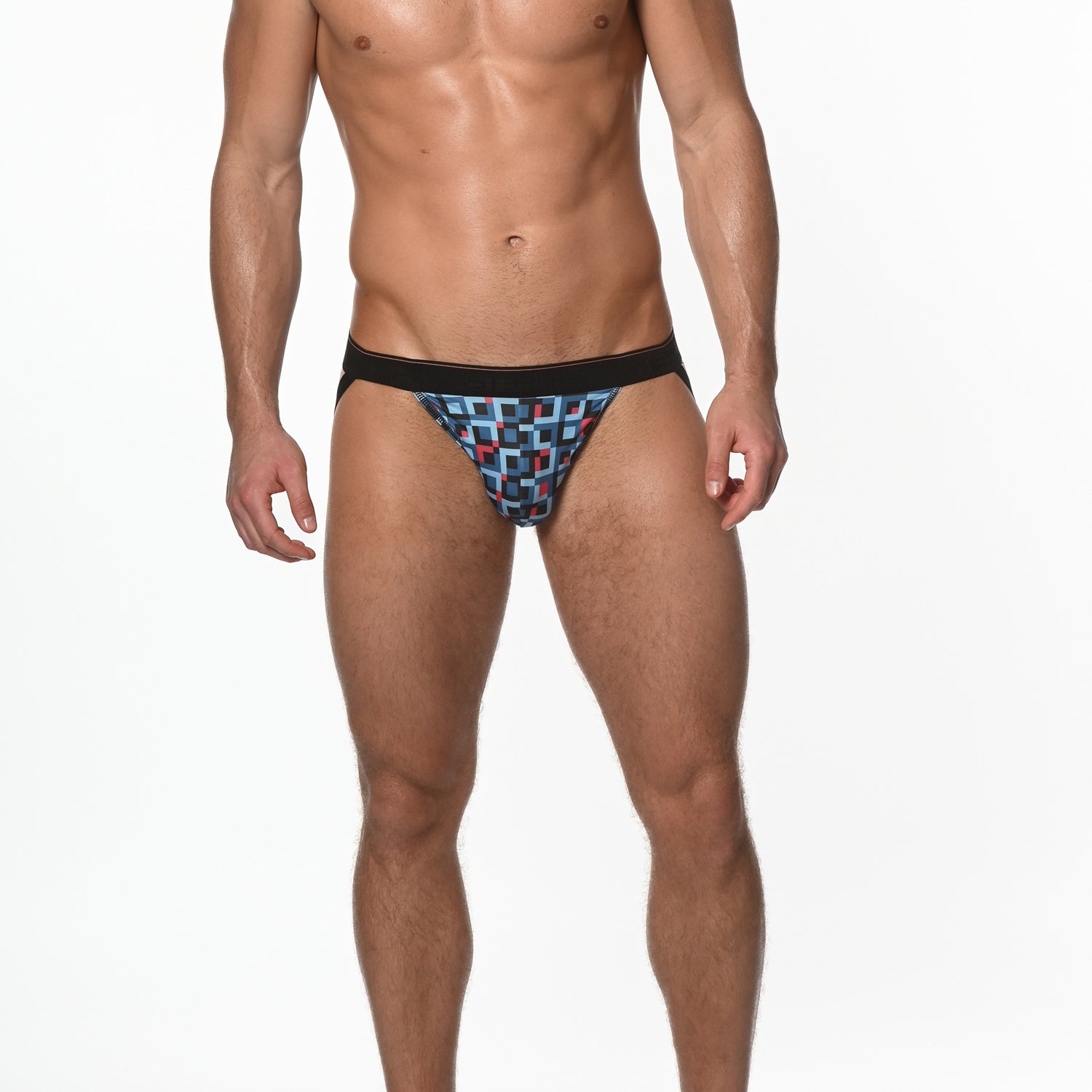 BLUE/SKY SQUARES RECYCLED POLYESTER/ELASTANE JOCKSTRAP ST-20810